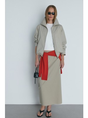 Suud Collection Taş Nora Fermuarlı Gabardin Ceket