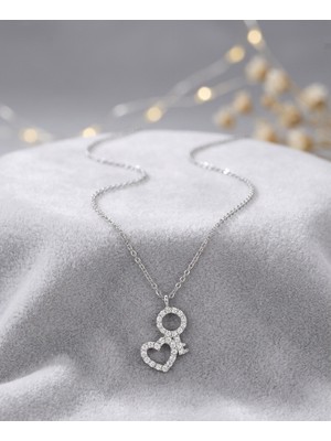 İlhan 925 Silver 925 Ayar Gümüş Zirkon Taşlı Çift Kalp Kolye
