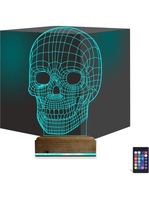 Luvivia Kuru Kafa Iskelet 3D Lamba - Masa Gece Lambası