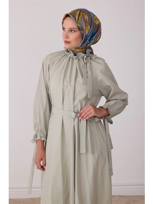 Belli Gri Soyut Desen %100 Twill Ipek Eşarp 4412-31