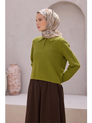 Belli Fresh Çiçek Desen Bej Taba Ekru Vual Eşarp 1687 - 48