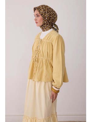 Belli Kahverengi Geometrik Desen %100 Twill Ipek Eşarp 4403-50