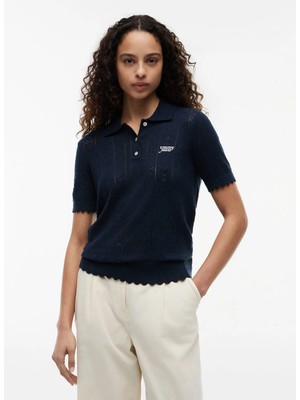 Tommy Jeans Lacivert Kadın Nakışlı Polo T-Shirt DW0DW22932C1G