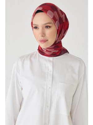 Belli Fresh Geometrik Desen Kırmızı Tela Eşarp 1022 - 06