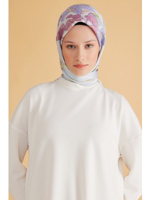 Belli Fresh Çiçek Desen Bebe Mavisi Pure Eşarp 1 - 06