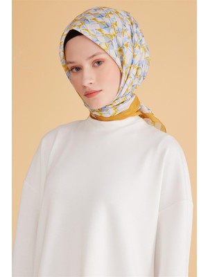 Belli Fresh Geometrik Desen Sarı Tela Eşarp 1008 - 06