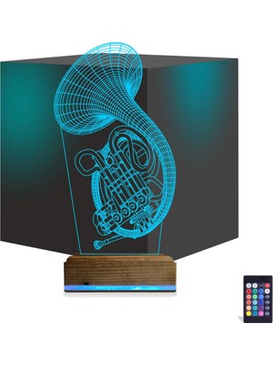Luvivia Korno Enstrüman Müzik 3D Lamba - Masa Gece Lambası