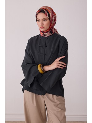 Belli Pembe Soyut Desen %100 Twill Ipek Eşarp 4414-32