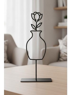 Bafidica Minimalist Tasarım Vazoda Çiçek, Dekoratif Metal Masaüstü Metal Biblo