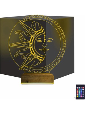 Luvivia Mistik Güneş Ay 3D Lamba - Masa Gece Lambası