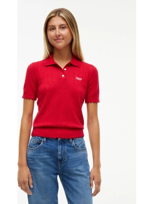Tommy Jeans Kırmızı Kadın Nakışlı Polo T-Shirt DW0DW22932XK9