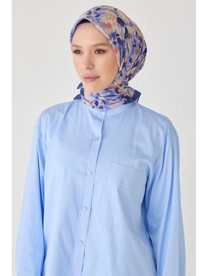 Belli Fresh Çiçek Desen Mor Tela Eşarp 1021 - 13