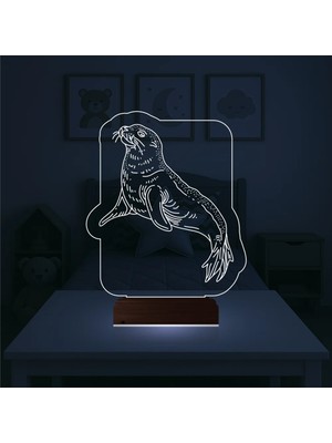 Luvivia Çocuk Odası Fok 3D Lamba - Masa Gece Lambası
