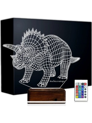 Luvivia Dinozor Anchiceratops 3D Lamba - Masa Gece Lambası