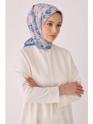 Belli Fresh Çiçek Desen Saks Tela Eşarp 1021 - 07