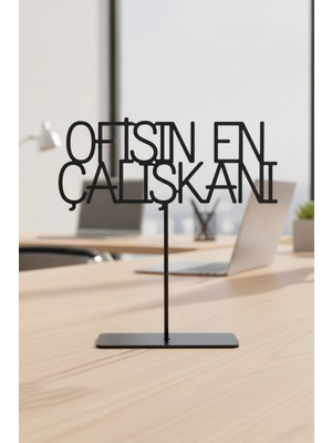 Bafidica Ofisin En Çalışkanı Minimalist Siyah Metal Masa Üstü Dekoratif Obje - Modern Ofis Aksesuarı