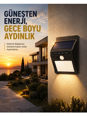 Epilons 144 Led'li Geniş Aydınlatma Alanına Sahip Güneş Enerjili Güvenlik Lambası