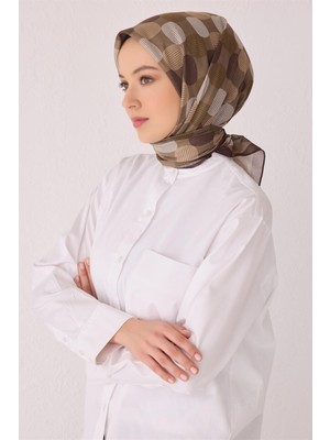 Belli Fresh Geometrik Desen Kahve Tela Eşarp 1022 - 16