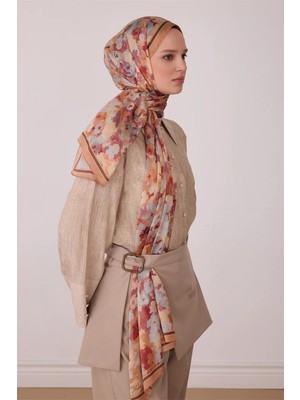 Belli Fresh Çiçek Desen Turuncu Aura Şal 4274 - 04