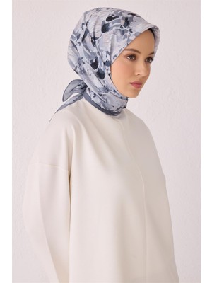 Belli Fresh Çiçek Desen Gri Tela Eşarp 1021 - 09