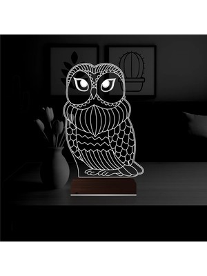 Luvivia Baykuş Tasarım 3D Lamba - Masa Gece Lambası