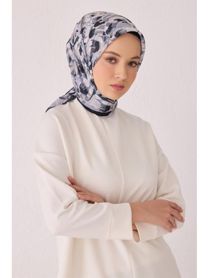 Belli Fresh Çiçek Desen Siyah Tela Eşarp 1021 - 02