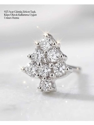 Begonia Accessories 925  Ayar Gümüş Zirkon Taşlı Unisex Hızma Küpe Çivi Halka Minimal Şık Modern Tasarım 178-24