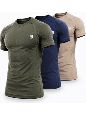 Sapeur 3'lü Paket Erkek Premium Ribana Compression Spor ve Günlük Tişört - Ultra Esnek ve Nefes Alan