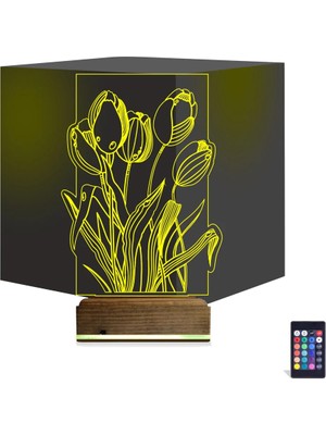 Luvivia Lale Çiçek 3D Lamba - Masa Gece Lambası