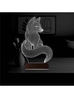 Luvivia Dekoratif Tilki Tasarım 3D Lamba - Masa Gece Lambası