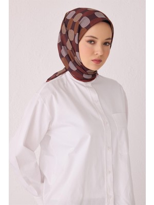 Belli Fresh Geometrik Desen Bordo Tela Eşarp 1022 - 08