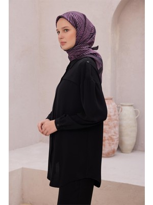 Belli Fresh Çizgili Desen Mor Modal Eşarp 2102 - 06