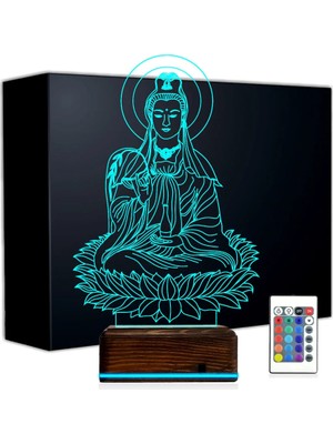 Luvivia Yoga Buda Lotus 3D Lamba - Masa Gece Lambası