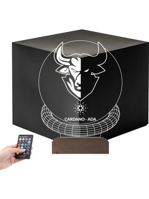 Luvivia Crypto Cardano Ada Coin Kripto Finans 3D Lamba - Masa Gece Lambası