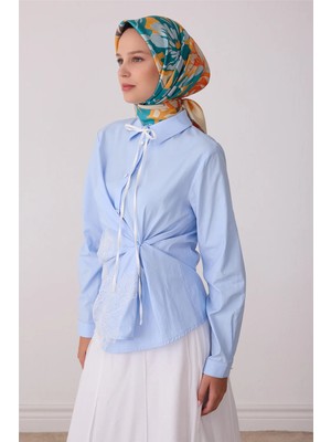 Belli Oranj Çiçek Deseni %100 Twill Ipek Eşarp 4416-83
