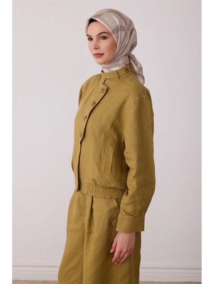 Belli Bej Soyut Desen %100 Twill Ipek Eşarp 4429-43