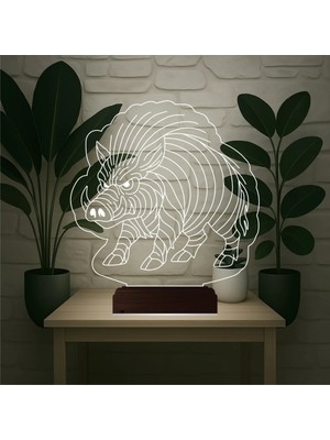 Luvivia Domuz Tasarım 3D Lamba - Masa Gece Lambası