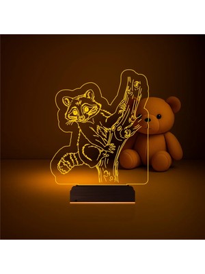 Luvivia Çocuk Odası Rakun 3D Lamba - Masa Gece Lambası