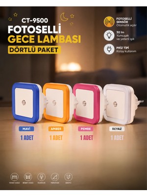 Cata CT-9500 Fotoselli LED Gece Lambası - 4’lü Paket