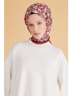 Belli Fresh Geometrik Desen Bordo Tela Eşarp 1008 - 28