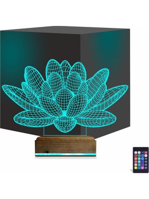 Luvivia Lotus Çiçek Yoga 3D Lamba - Masa Gece Lambası