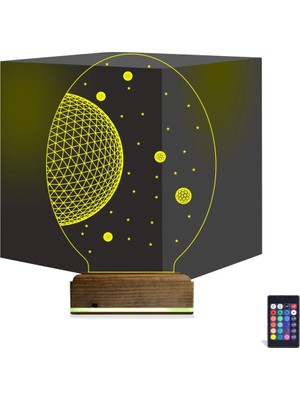 Luvivia Uzay Gezegen 3D Lamba - Masa Gece Lambası