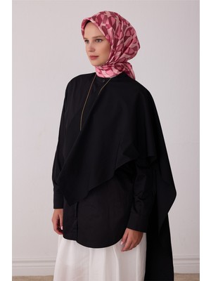 Belli Pembe Geometrik Desen %100 Twill Ipek Eşarp 4420-03