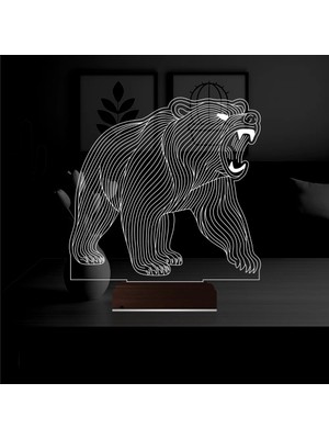 Luvivia Ayı Bear Tasarım 3D Lamba - Masa Gece Lambası
