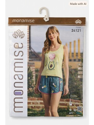 Monamise Kadın Şortlu Pijama Takımı – Avokado Desenli