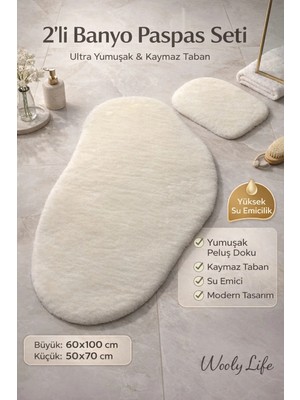 Wooly Life Peluş Halı Taş Desen 60X100 50X70 Paspas Çocuk Odası Banyo