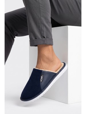 Nmoda Unisex Ev Terliği Kaymaz Tabanlı Ribana Kumaş Konforlu Model Şık ve Konforlu Ev Içi Terlik Yarı Deri