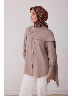Belli Oranj Geometrik Desen %100 Twill Ipek Eşarp 4407-33