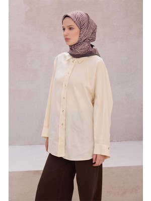 Belli Fresh Çizgili Desen Kahverengi Modal Eşarp 2102 - 24