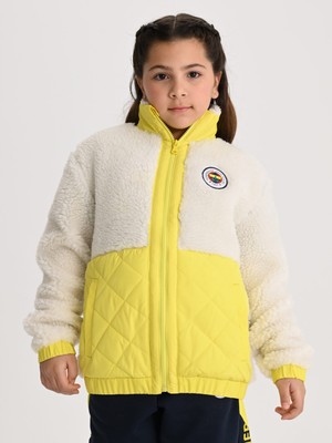 Fenerbahçe Ekru Tribün Kapitone Detaylı Çocuk Peluş Sweatshirt